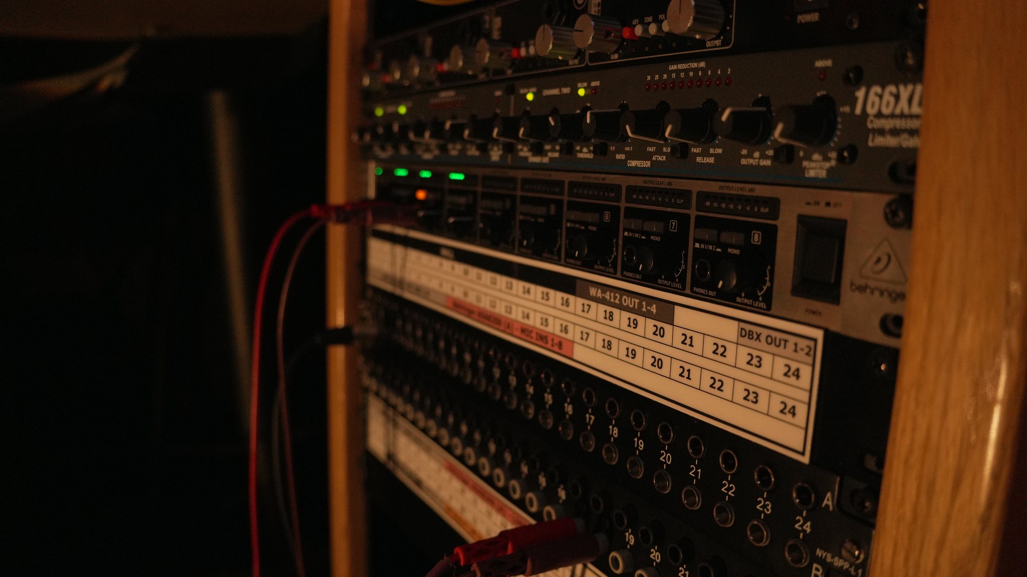 outboard gear under warm lamplight