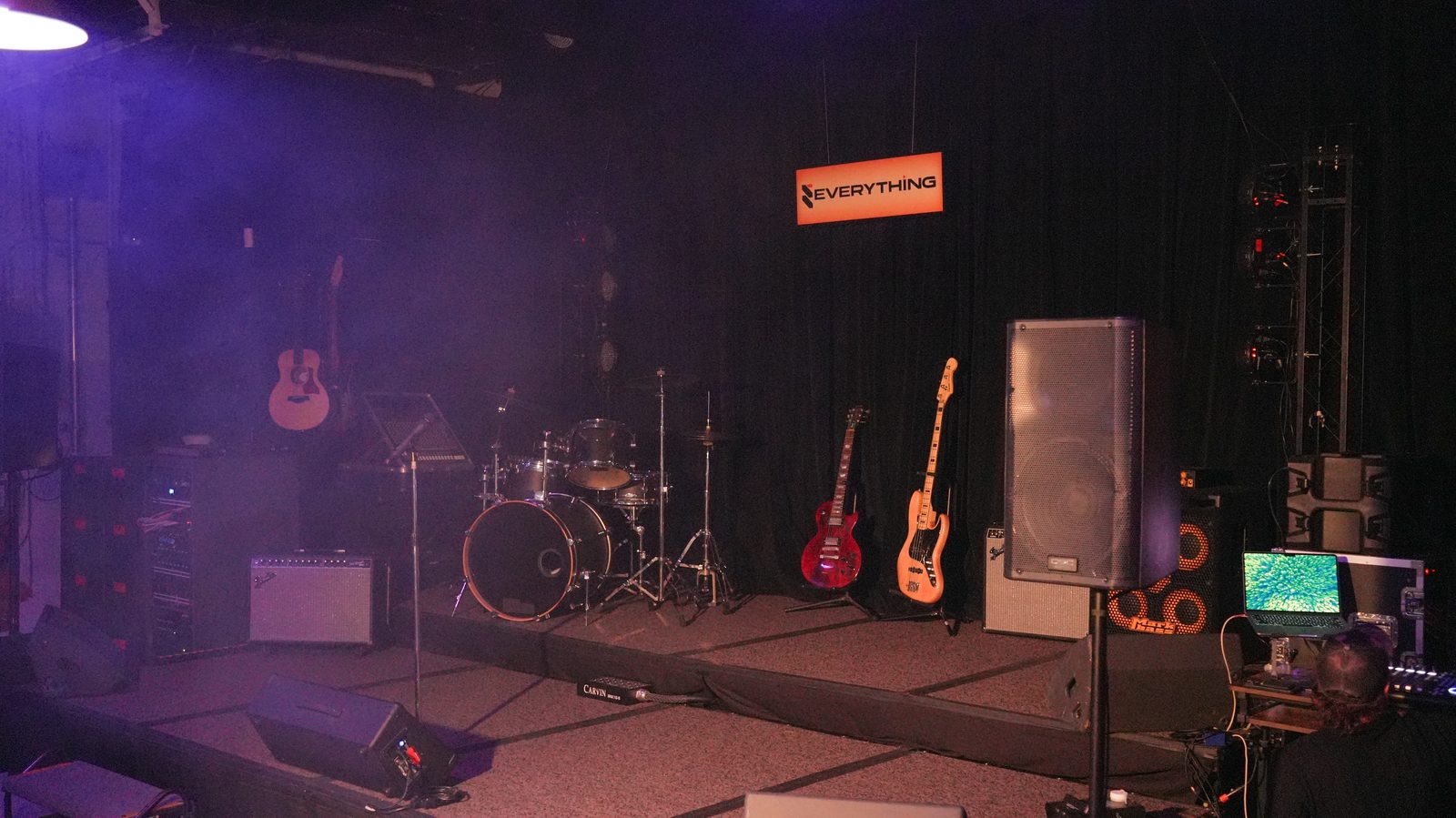 backline and instruments in the live room